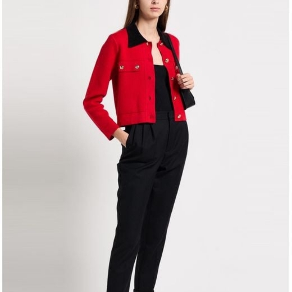 Red and Black Cardigan Sandro